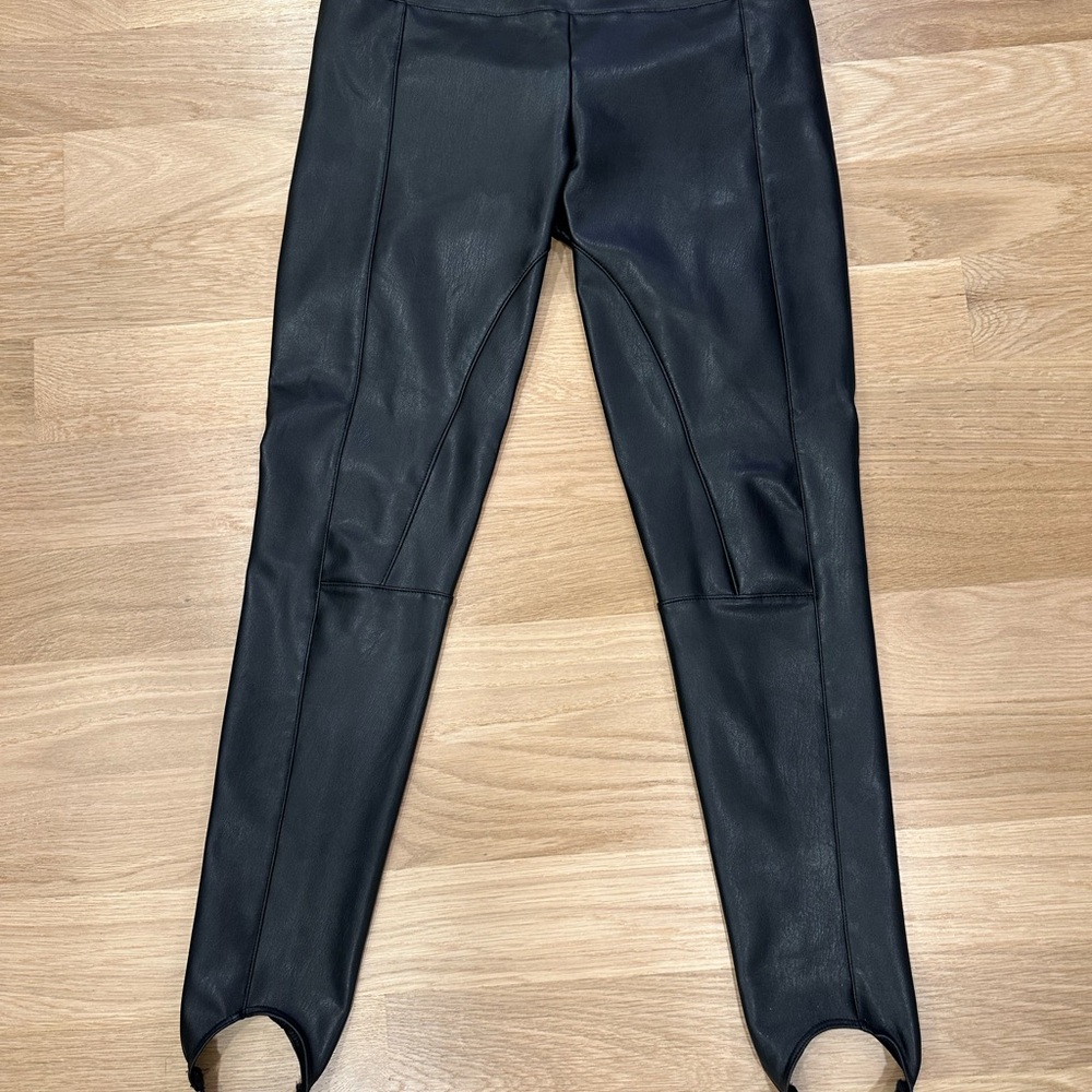 bebe Black Leather Stirrup Pants